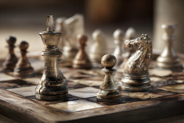 Strategic Tension: A Mid-Game Chessboard Snapshot Showcasing a Complex Array of Pieces Engaged in a Battle of Wits, Anticipation, and Tactical Maneuvering