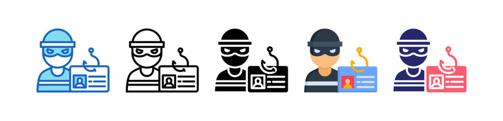Identity Theft Multiple Style Icon Set Collection. 