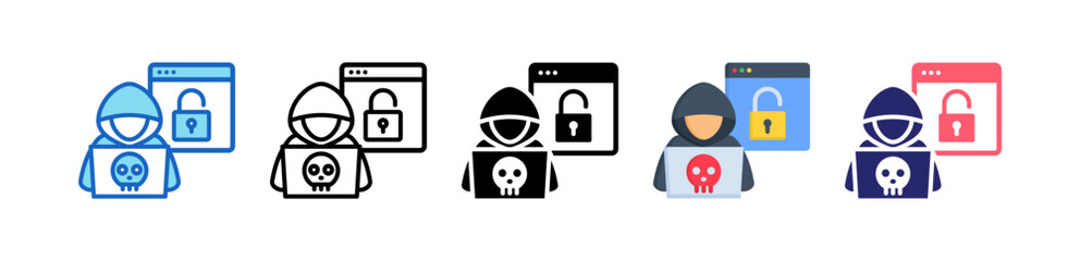 Cybercrime Multiple Style Icon Set Collection.  © Awicon