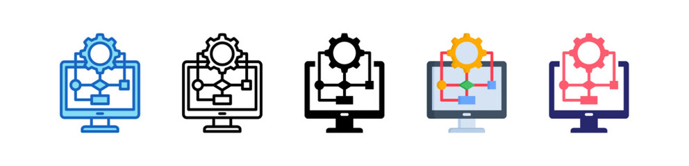 Algorithm Multiple Style Icon Set Collection. 