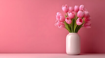 Fototapeta premium Pink tulips in vase