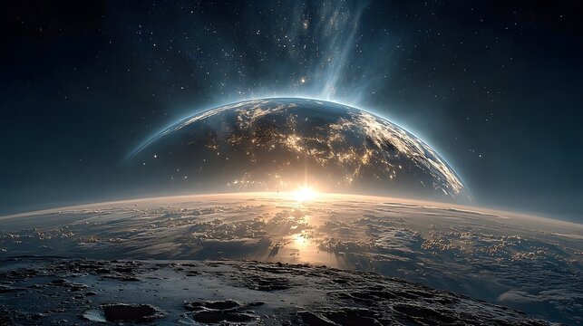 Earthrise from lunar surface