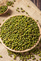 green mung beans on table.