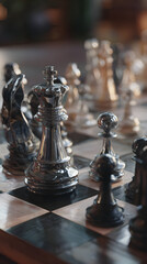 Strategic Tension: A Mid-Game Chessboard Snapshot Showcasing a Complex Array of Pieces Engaged in a Battle of Wits, Anticipation, and Tactical Maneuvering