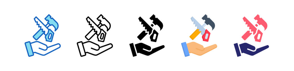 Carpentry Multiple Style Icon Set Collection. 