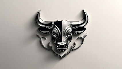 Metallic bull head illustration animal metal bull taurus design chrome artwork sculpture art drawing