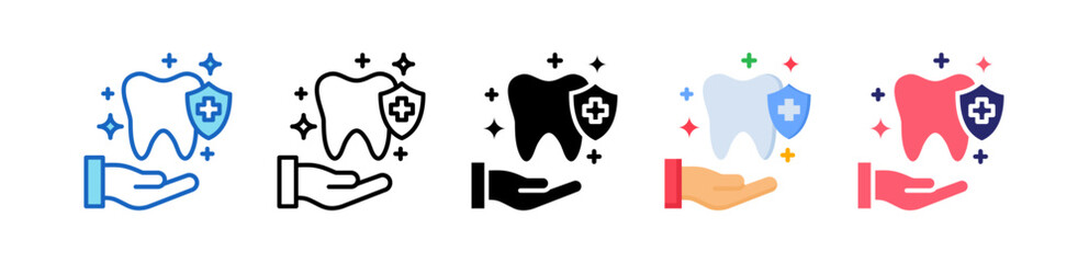 Dental Care Multiple Style Icon Set Collection. 