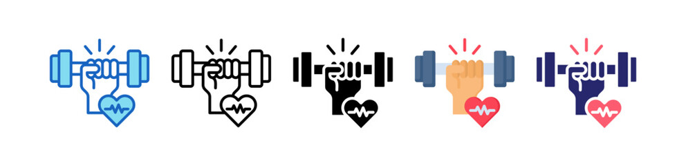 Exercise Multiple Style Icon Set Collection. 