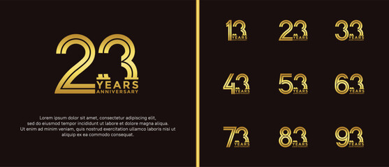 anniversary vector logo set, gold color can be use for celebration