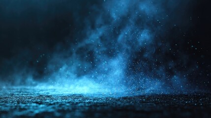 Blue ethereal mist over dark ground