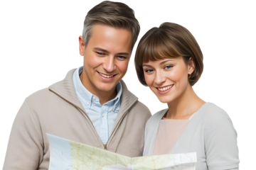 Couple Studying Map Together in Professional Studio Setting