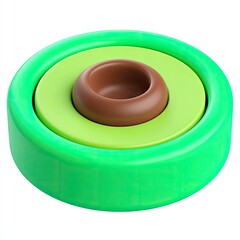 3D stylized avocado,  brown pit in lime green center, bright green outer ring
