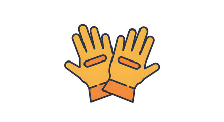 Obraz premium Yellow Protective Work Gloves Flat Icon Illustration