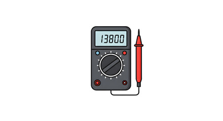 Digital Multimeter Icon. Electrical Testing Device with Probes. Electronic Measurement Tool. Vector Line Art Illustration.