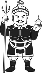 シンプルな毘沙門天のイラスト（白黒）