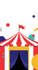Fototapeta premium Vibrant circus tent entertainment festival fun fair celebration amusement experience