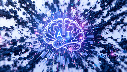 Dynamic AI brain visualization symbolizing innovation, intelligence, and futuristic technology breakthroughs.