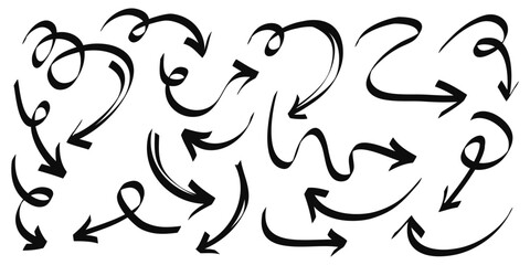 Doodle Arrows icons Set. hand drawn arrow icon with various directions. isolated on a white background