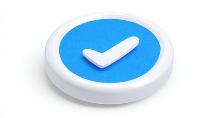 Regulatory blue button featuring a tick mark indicating ai-powered data compliance and readiness for standards