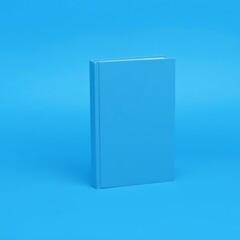 Blue hardcover book mockup standing on a blue background 3d rendering book mockup blank template isolated book professional presentation blank empty  creative composition versatile use  pro