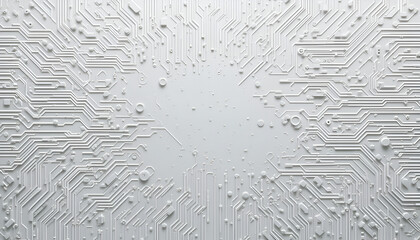 Futuristic white circuit board design showcasing modern technology and digital innovation concepts
