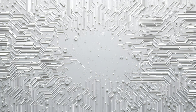 Futuristic white circuit board design showcasing modern technology and digital innovation concepts - Powered by Adobe