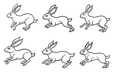 Rabbit icons set. vector. editable