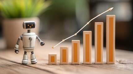 Dynamic ai fiscal planning bot icon concept featuring a robot structuring financial plans with a guiding stick