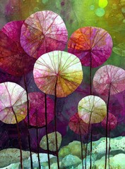 Naklejka premium Abstract floral artwork with vibrant circles