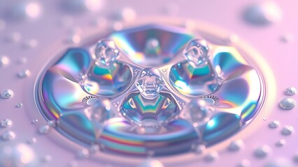 Ultra-high-definition macro shot of iridescent quantum foam forming impossible geometric structures in liquid mercury