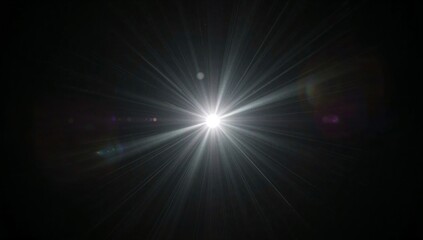 Fototapeta premium Bright lens flare with radial light rays on a dark background