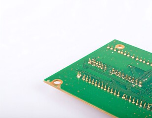 Green circuit board, close-up