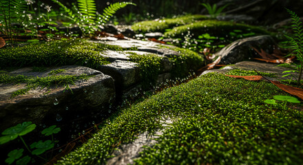 Obraz premium Mossy Rocks in Forest