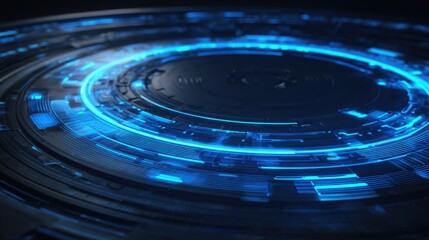 A striking circular blue light emitting a futuristic glow symbolizing advanced augmented decision-making technology