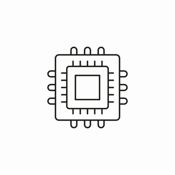 computer microprocessor chip icon sign vector