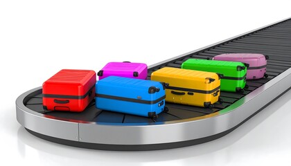 Colorful suitcases on an airport baggage carousel