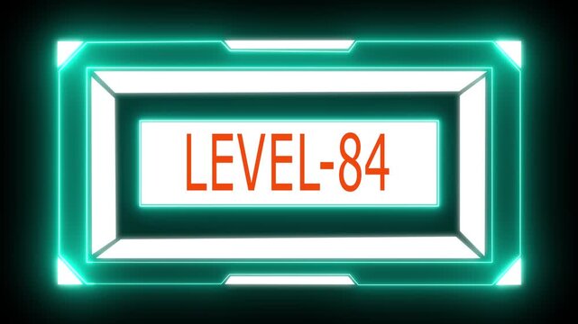 ''Level94 Text Animation in Rectangular HUD on White&ndash;Cyan Background &ndash; Futuristic UI''