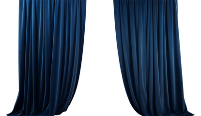 Deep Blue Velvet Curtains: Elegant Drapes for Interior Design on transparent background png
