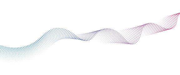 Flowing Dot Wave halftone gradient pattern on transparent background	
