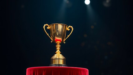 A golden trophy under spotlight, representing achievement and celebration.