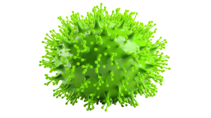 highly detailed 3d model of a green virus on white background