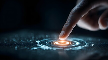 Futuristic hand gesturing on a digital interface