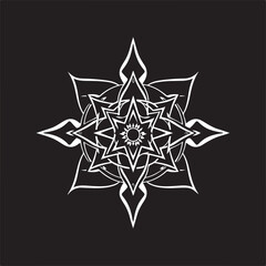 Obraz premium Modern flat design vector art, classic black and white style. Futuristic cybersigilism silhouette created from complex intertwined lines forming techno-mystic symbols. 