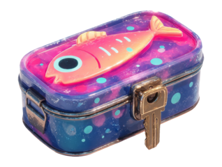 Colorful Fish Design Toy Box with Transparent Background