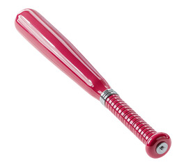 Red Baseball Bat on Transparent Background with Reflective Surface