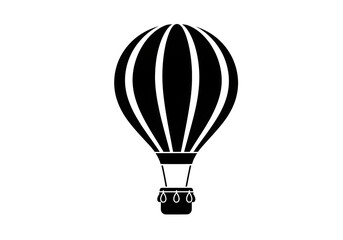 Fototapeta premium Classic black hot air balloon silhouette suggesting adventure, travel, and freedom in the sky