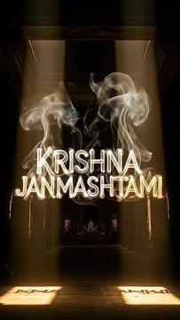 krishna janmashtami hindu festival celebration glowing text