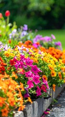 Fototapeta premium Vibrant flowerbed in a garden