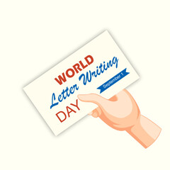 world letter writing day september 1 with hand illustration vector logo