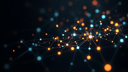 An abstract network of glowing nodes and connections, creating a futuristic visual effect.